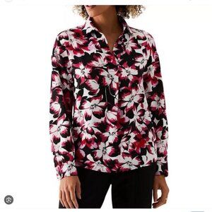 NWT Rafaella Relaxed Fit‎ Woven Top High Low Hem Soft Textured Crepe Blouse XL